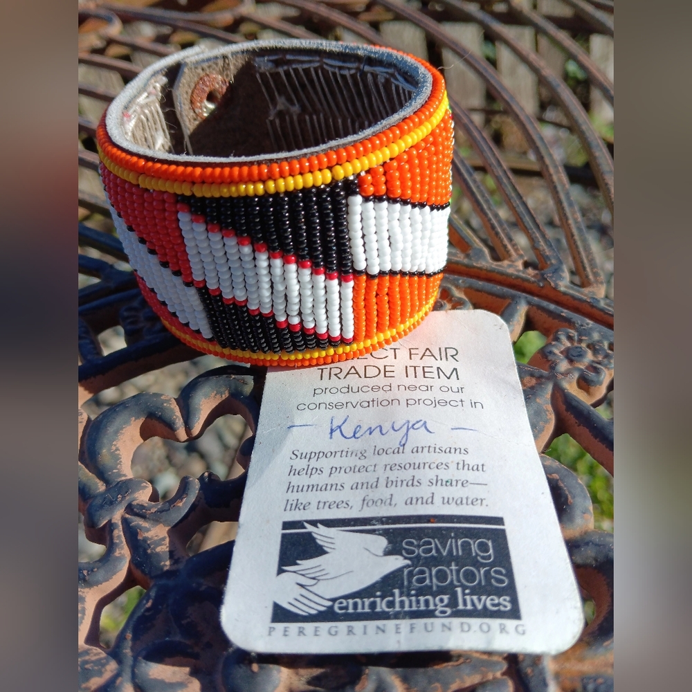Kenyan Direct Fair Trade Hand Beaded 2 Snap Closure Cuff Bracelet